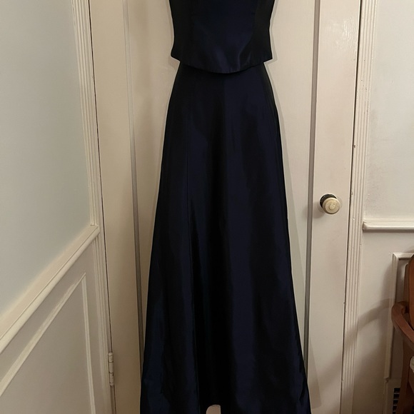 Vintage Michaelangelo Navy Two-Piece Corset Top Maxi Skirt Set - Picture 8 of 11